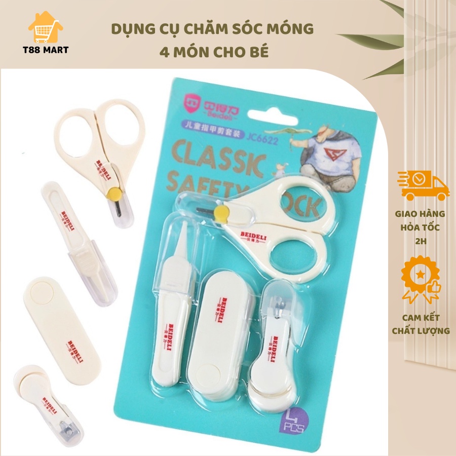 bộ dụng cụ cắt bấm móng tay 4 món cho bé an toàn, tiện lợi, đầy đủ, chất liệu nhựa ABS an toàn và thép không gỉ