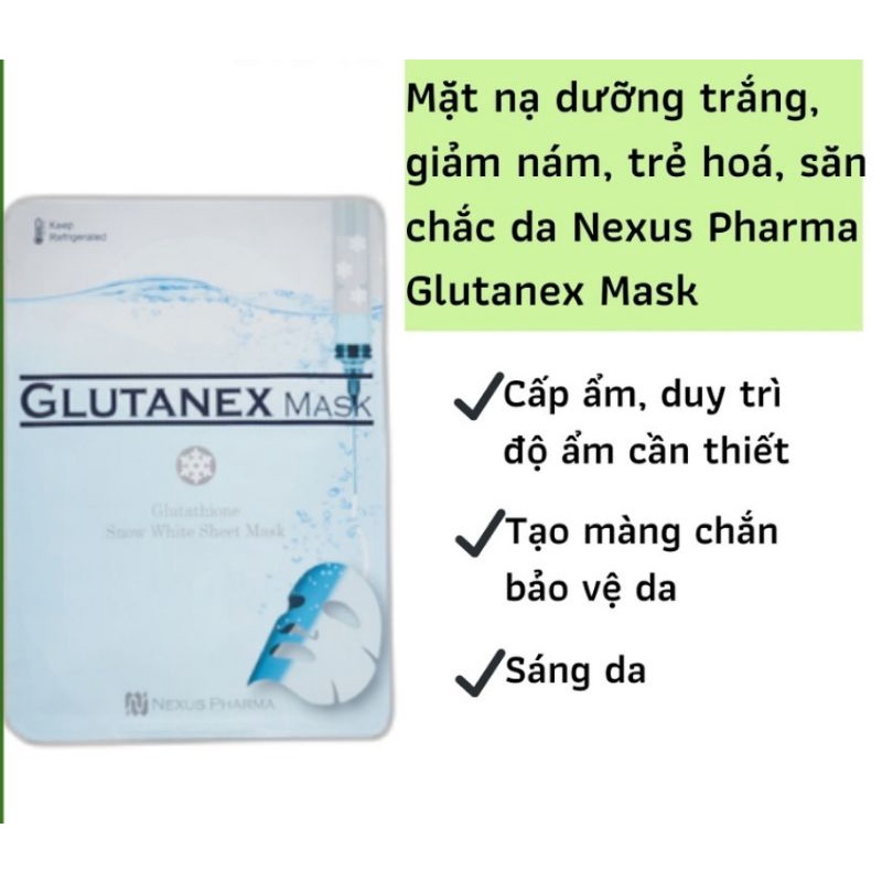 Hot Mặt nạ dưỡng trắng, giảm nám, trẻ hoá, săn chắc da Nexus Pharma Glutanex Mask