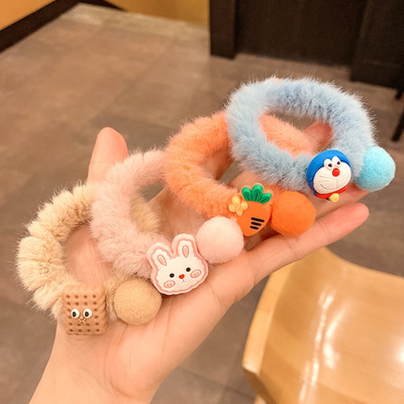 Dây buộc tóc hình gấu/thỏ/Doremon nhồi bông nhiều màu sắc đáng yêu cho nữ