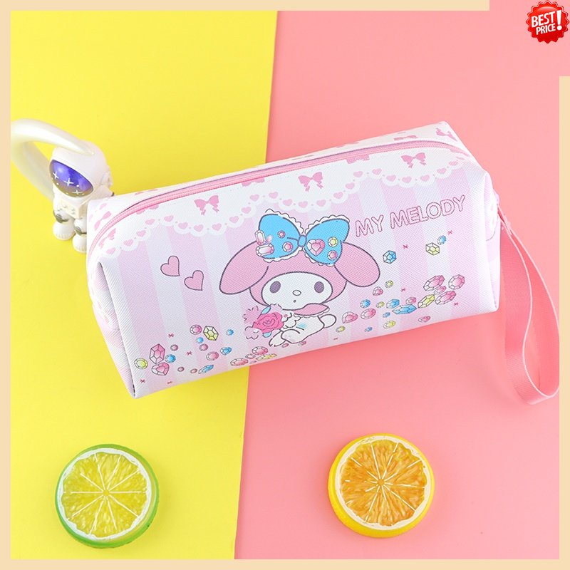 SANRIO Hộp Đựng Bút Bằng Da PU Họa Tiết Hoạt Hình Kuromi Melody Đáng Yêu
