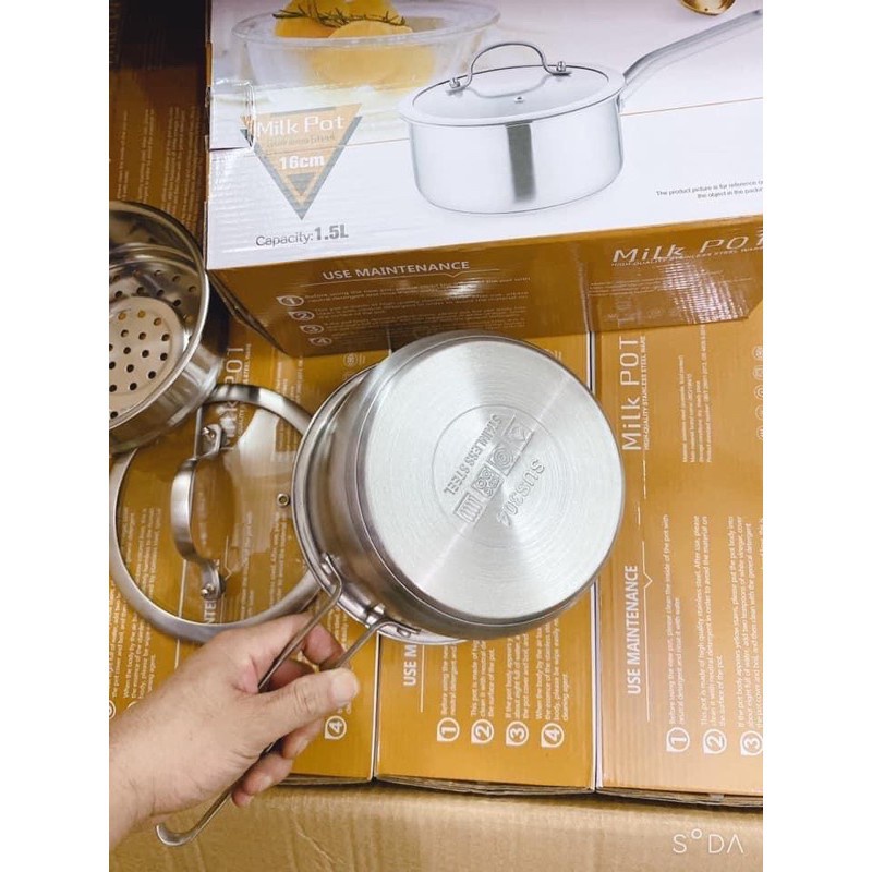 Bộ Nồi Nấu Kèm Lồng Hấp MILK POT Dung Tích 1,5L