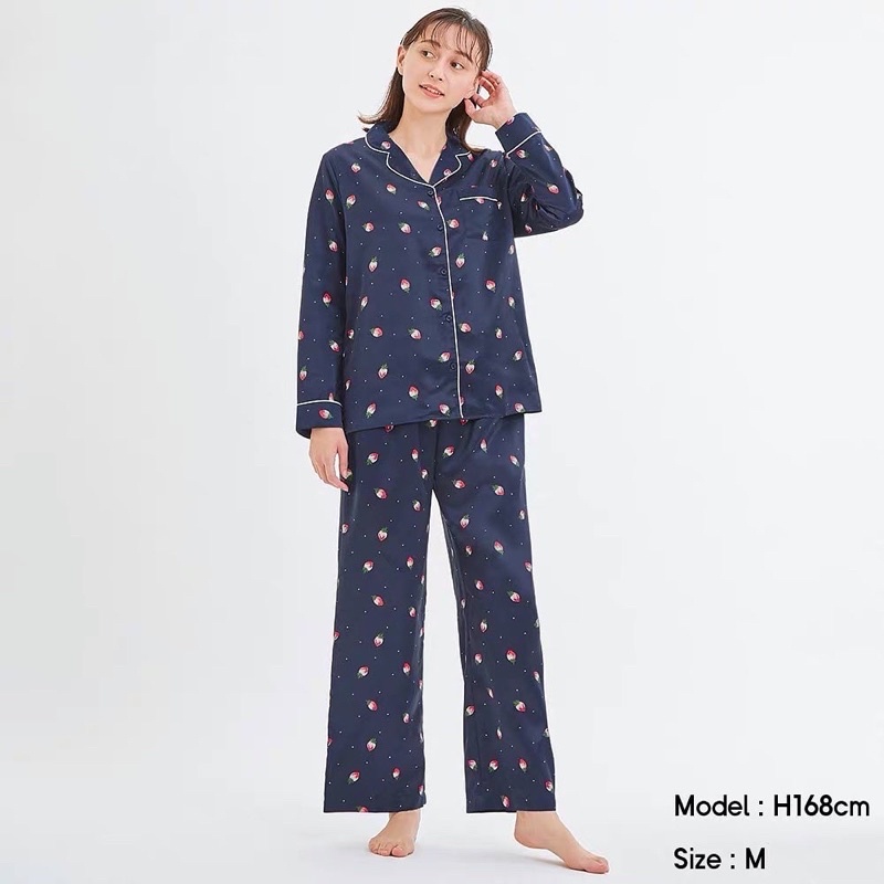 Bộ ngủ G.U mặc nhà satin xuất Nhật hoạ tiết cộc tay / dài tay