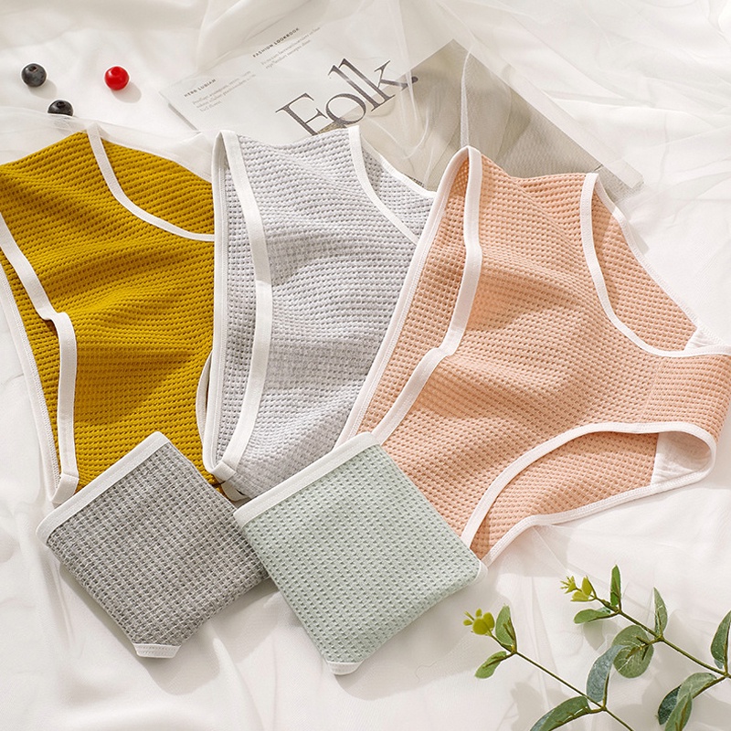 Cute Byte Bộ 3 Quần Lót Cotton Kháng Khuẩn Màu Đất Dễ Thương Cho Nữ