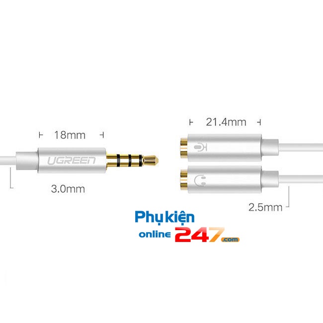 Cáp kết nối mic, tai nghe với Laptop có 1 cổng 3.5mm