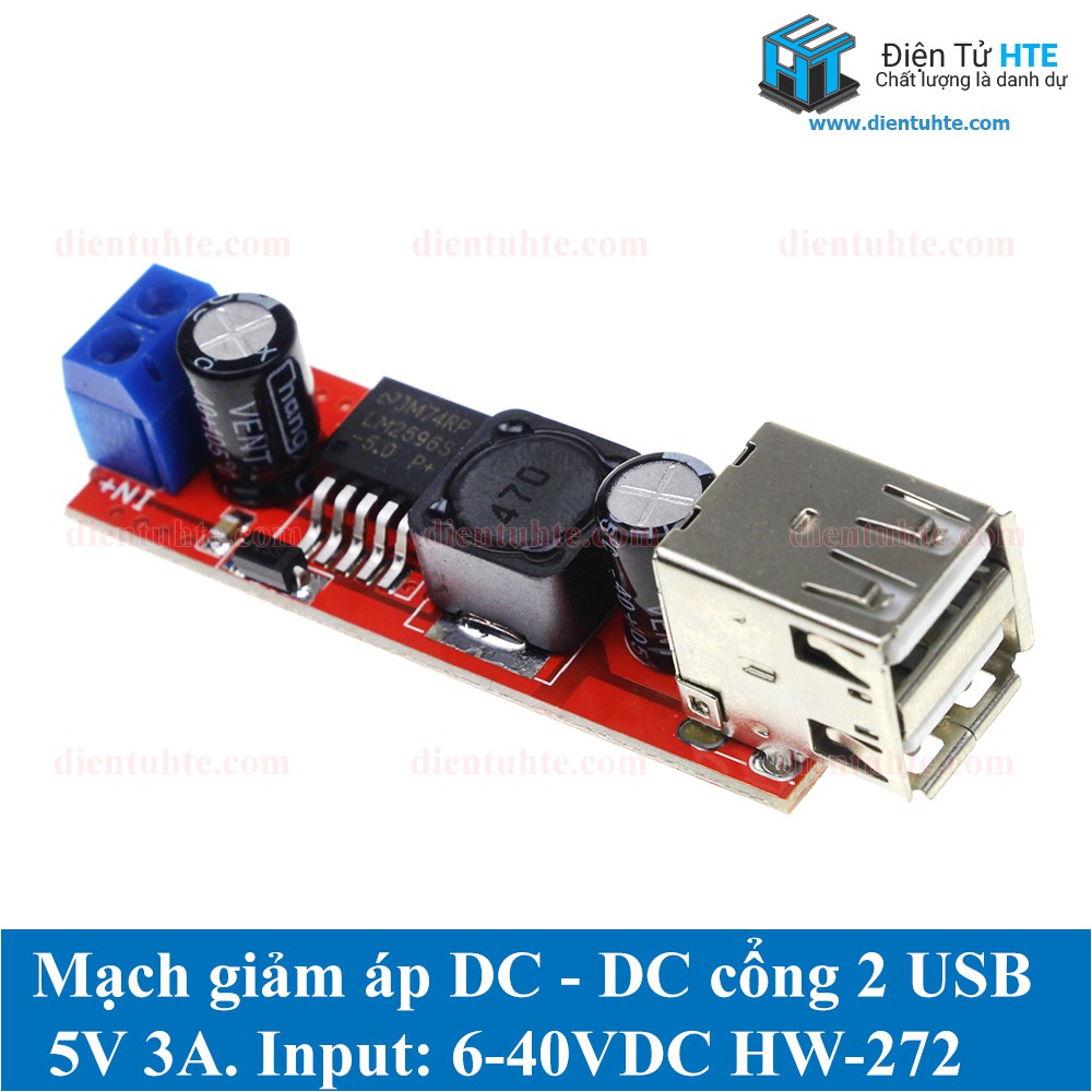 Mạch giảm áp DC-DC 5V 3A 2 cổng USB Sạc điện thoại HW-272 [HTE Quy Nhơn CN2]