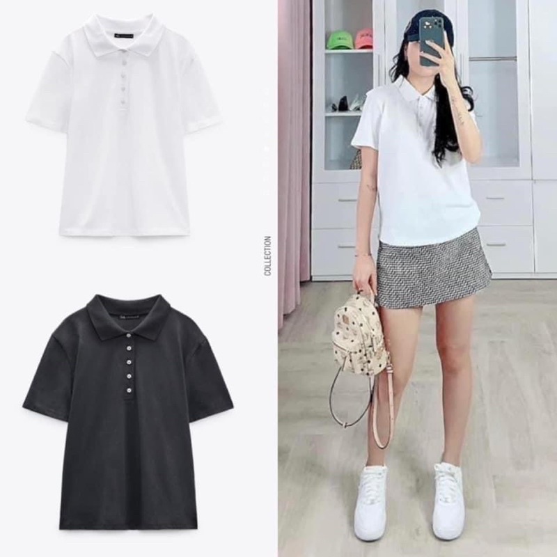 Áo thun polo nữ Zara size S | Hàng hiệu vợt sale