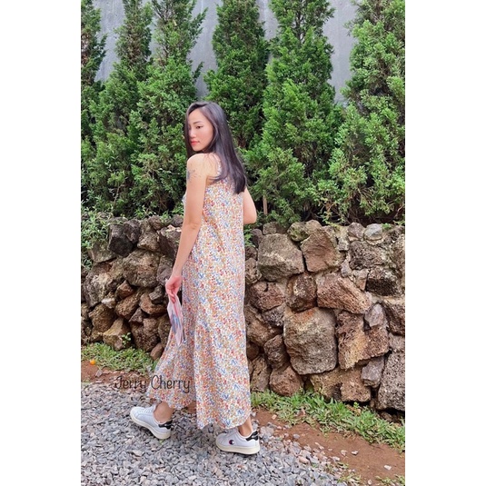 Đầm 2 dây maxi đuôi cá hoa nhí