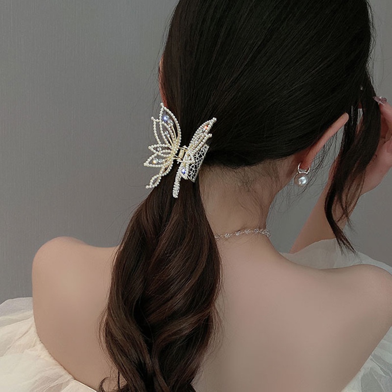 Kẹp Tóc Hình Bướm Đính Ngọc Trai Sang Trọng Cho Nữ