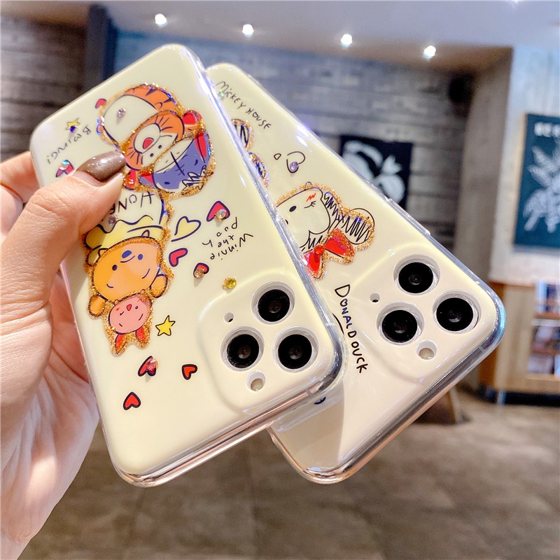 Ốp điện thoại hình Mickey Minnie đính đá cho iPhone 12 Mini 12 Pro Max 11 Pro Max Xs Max X Xr 7 8 Plus