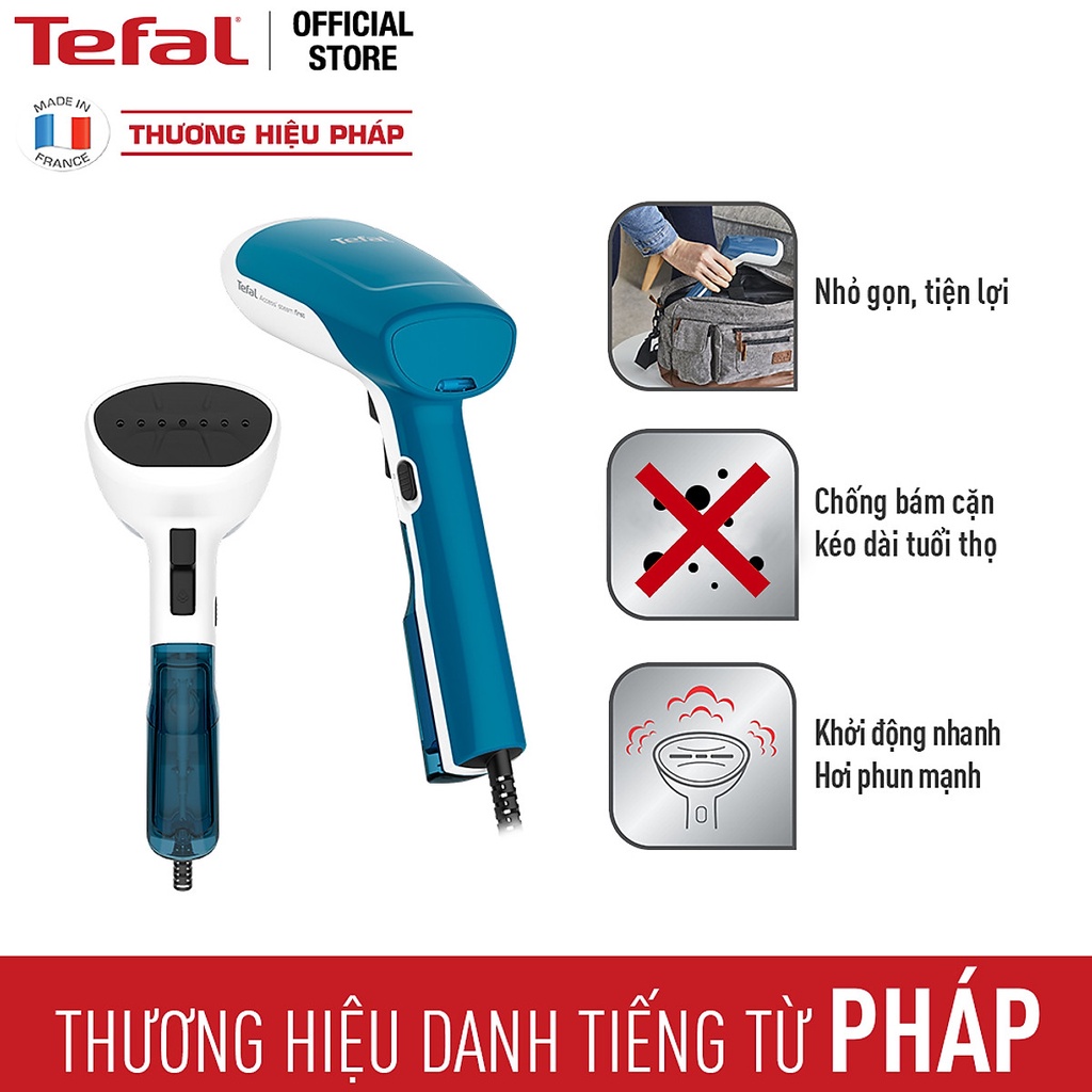 Bàn ủi hơi nước cầm tay Tefal DT6130E0 - Công suất 1300W - Phun hơi 20g/phút - Chức năng chống cặn - Hàng chính hãng