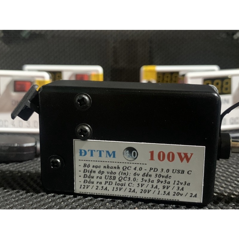 Sạc siêu nhanh Vooc PD Qc4.0 54W - 100W cao cấp, bộ sạc gắn xe máy oto sử dụng acquy, nlmt, pin 3s 4s sạc điện thoại