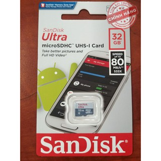 Thẻ nhớ 32g micro sd sandisk ultra chính hãng. bh 5 năm
