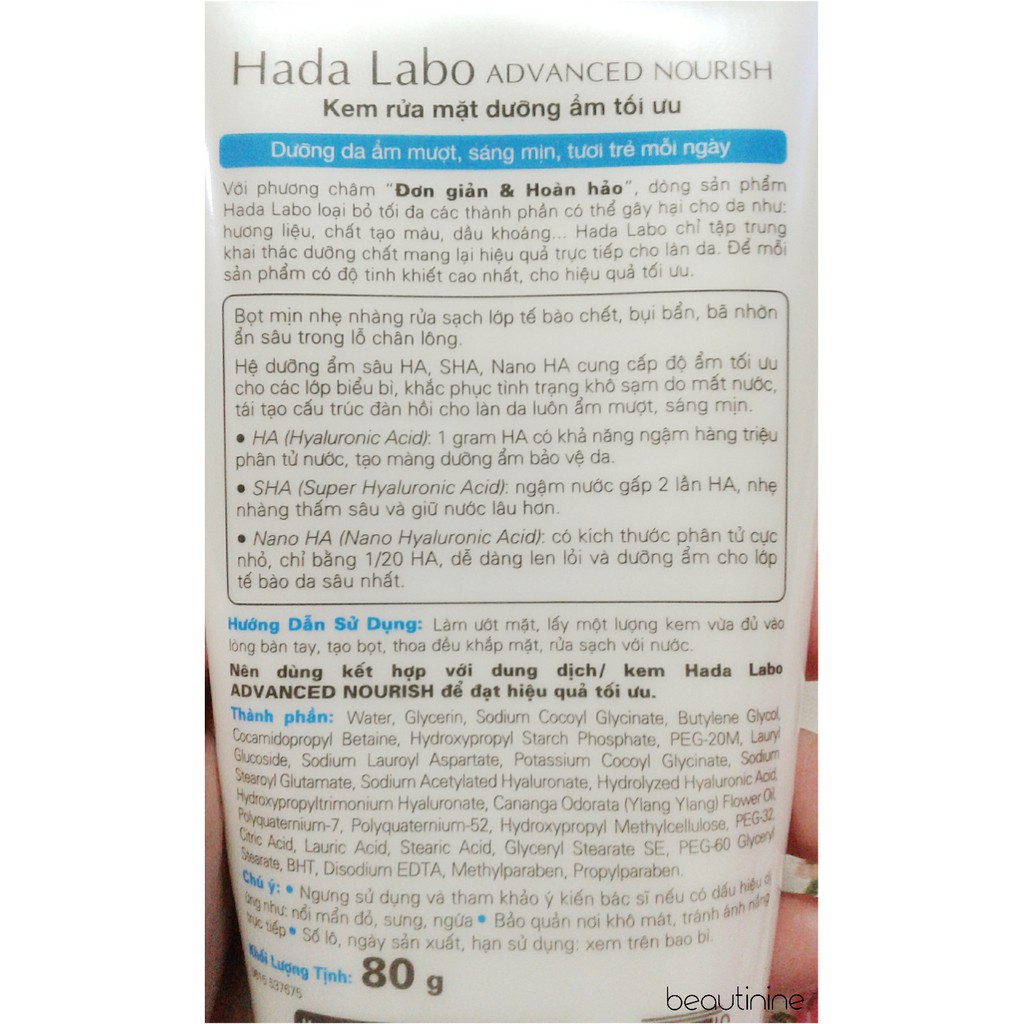 Sữa Rửa Mặt Hada Labo Advanced Nourish Hyaluron Cleanser 80g