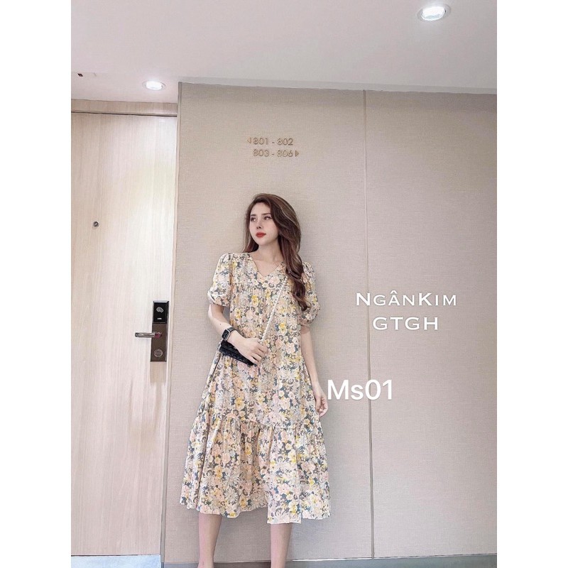 Váy bầu mùa hè chất đũi hoa siêu mát💕không ưng bao 1 đổi 1💕hàng thiết kế free size 43~68kg💕cam kết y hình