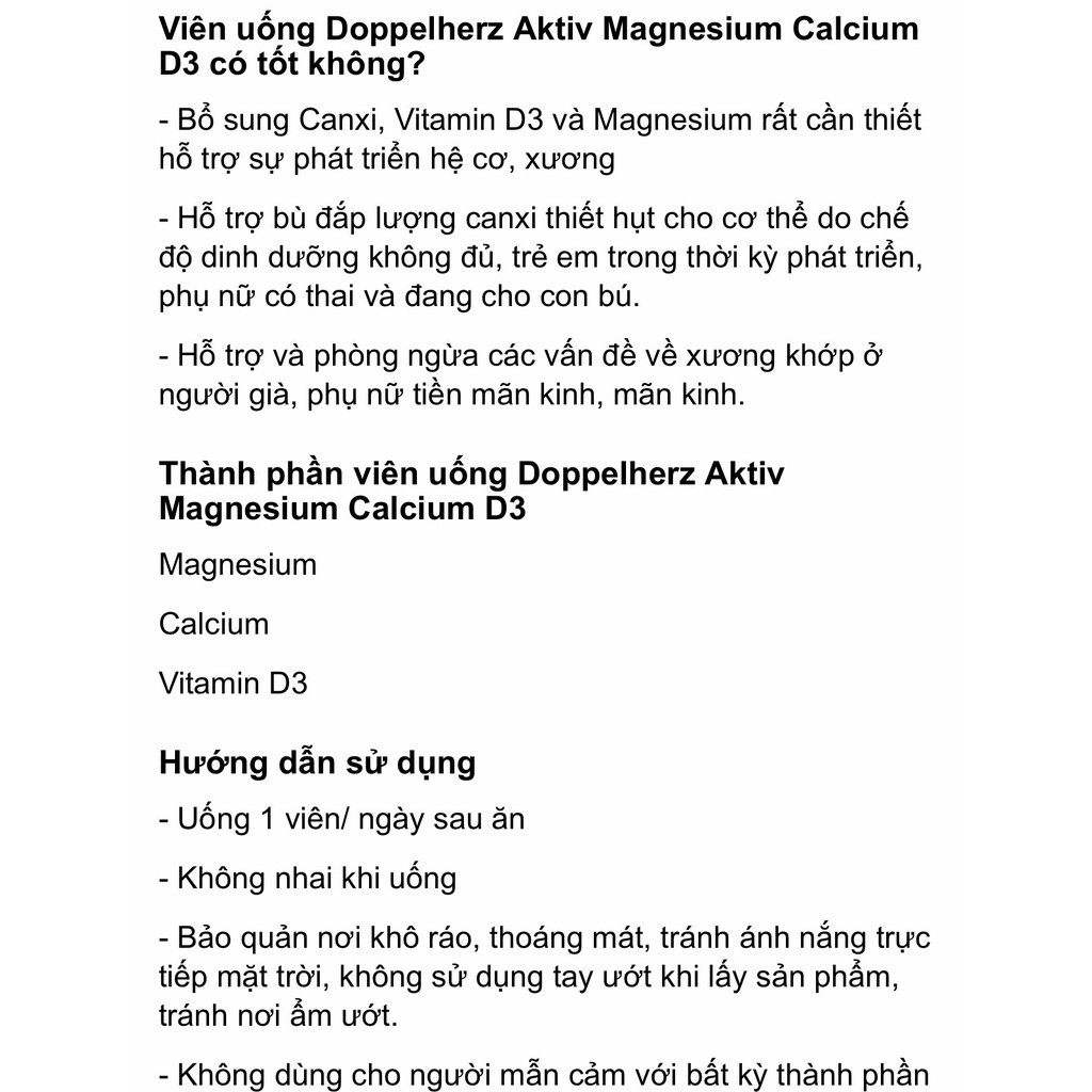 (Hàng Đức) Viên uống Magnesium + calcium+ D3 | BigBuy360 - bigbuy360.vn
