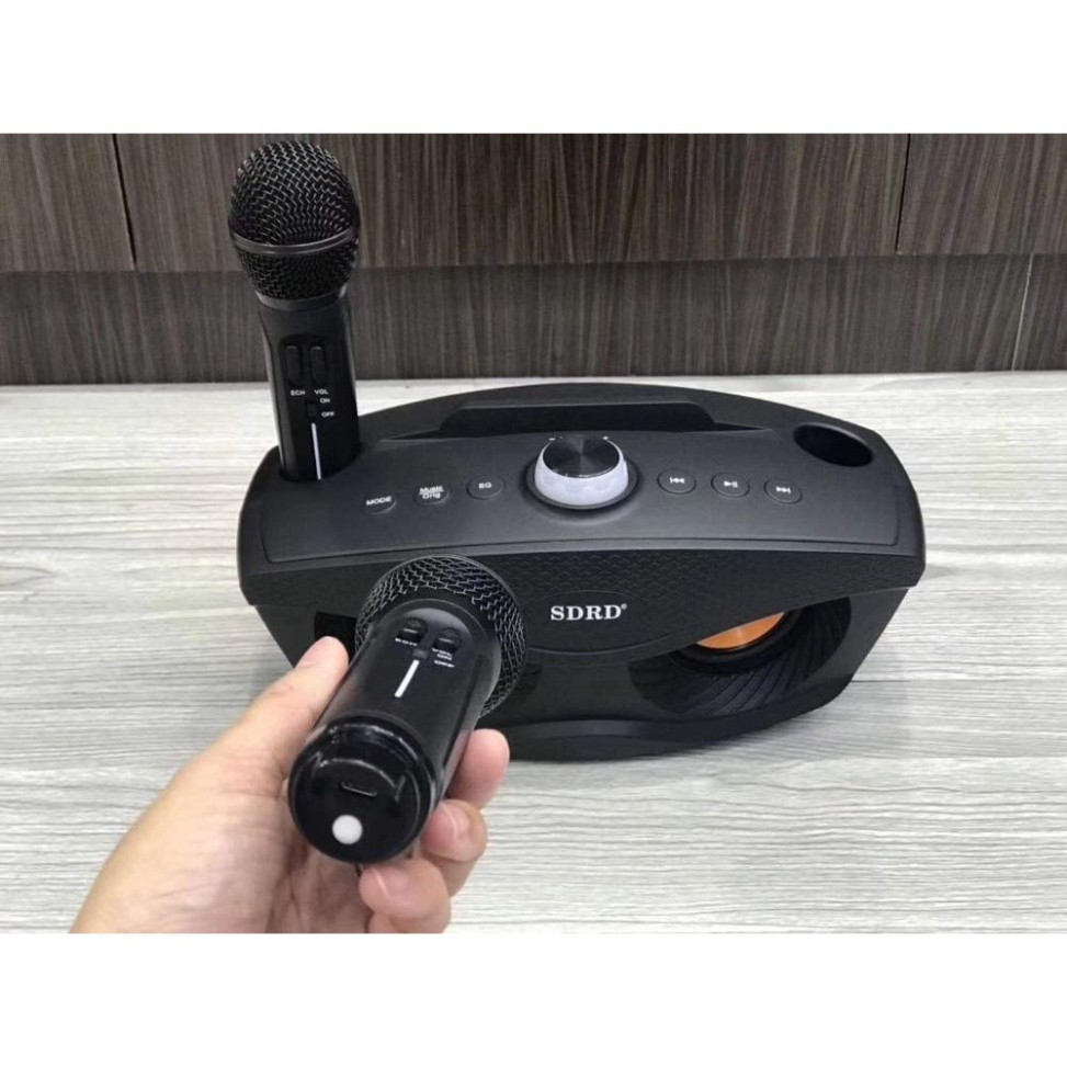 Loa karaoke SDRD 306, Loa karaoke bluetooth mini di động, Tặng Kèm 2 Micro  không Dây, Công suất lớn, loa to, hát hay