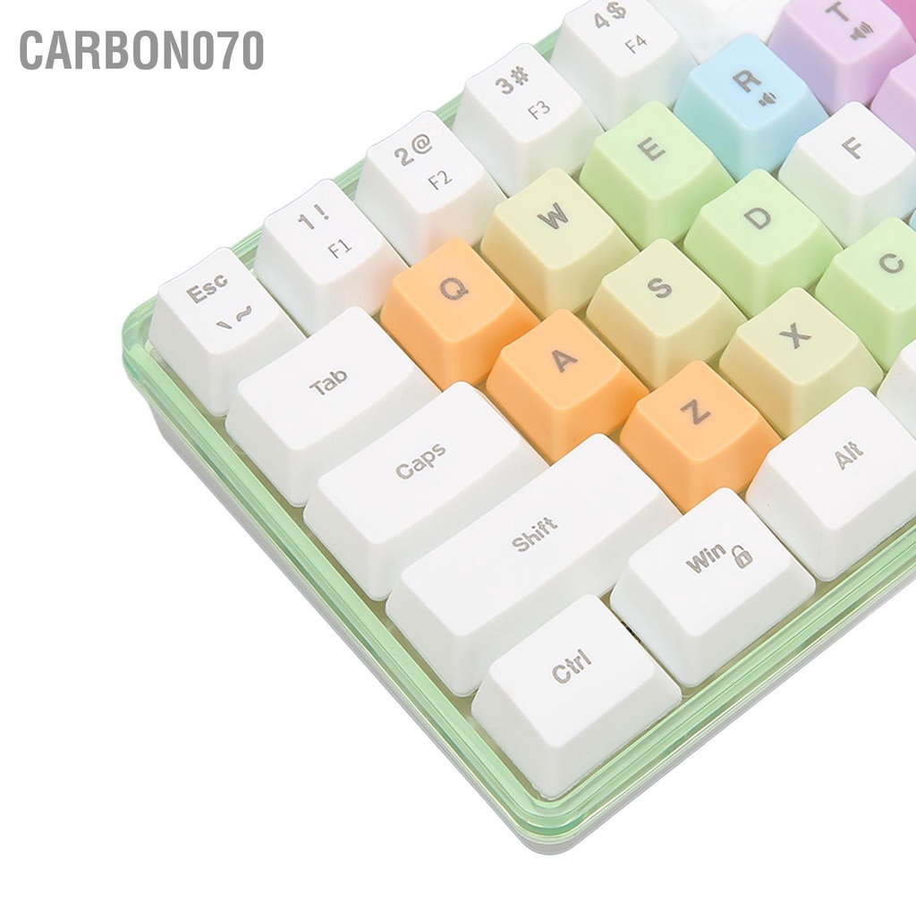 [Hàng Sẵn] 60% Bàn phím cơ 61 phím Bàn phím chơi game RGB Đèn nền có dây mini đầy màu sắc【Carbon070】