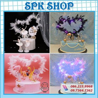 [FREESHIP❤️] Vòng tròn tim lông vũ- Trang trí bánh sinh nhât bánh kem - SPK Shop