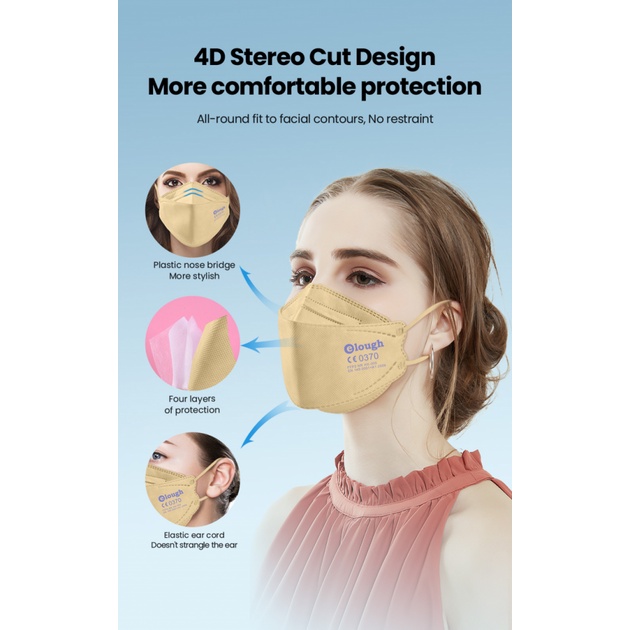 Khẩu trang 4 lớp N95 Ffp2 Ce Kn95 thoáng khí phong cách Hàn Quốc cho người lớn