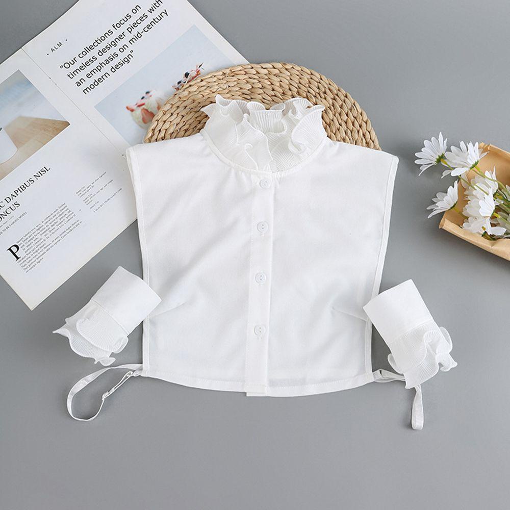 Cổ Áo Giả Hai Lớp Bằng Vải Cotton Trang Trí Nút Cho Nữ