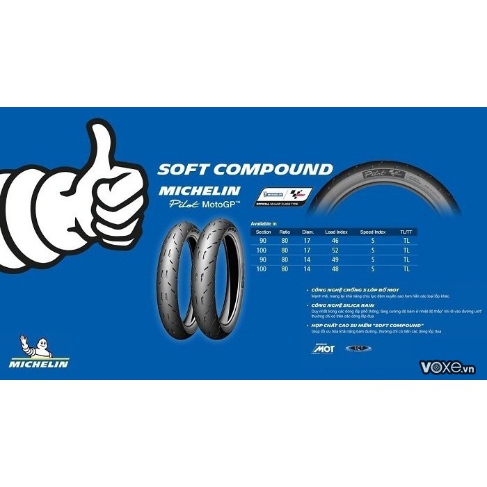 Vỏ xe máy Michelin Pilot Moto GP " Xe số " size 17 " bao bám đường "