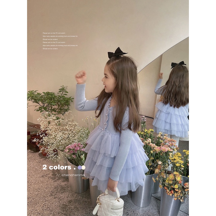 Đầm Dệt Kim Dài Tay Phong Cách Phương Tây Thời Trang Xuân Thu 2022 Mới Cho Bé Gái