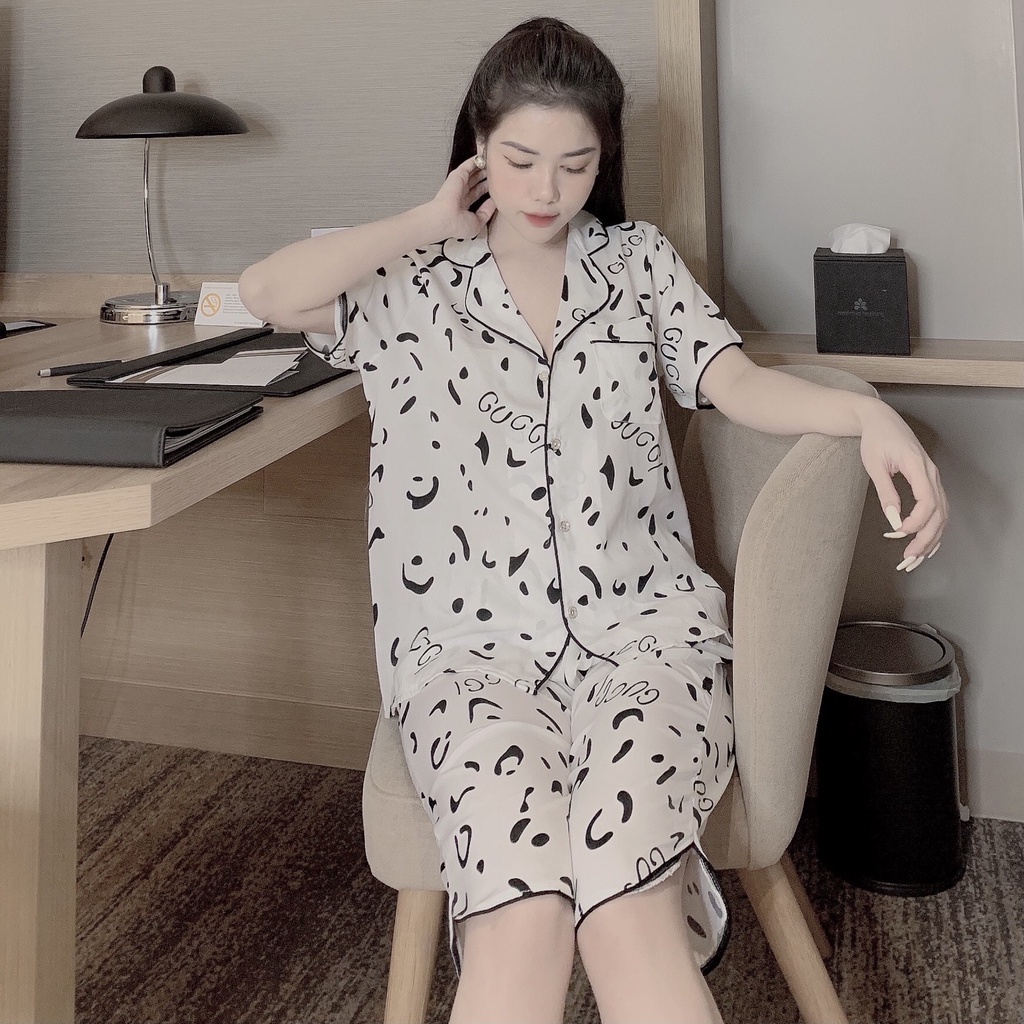 [Siêu Hot] Bộ lụa Pijama quần lửng hoạ tiết siêu hot [Ảnh thật +Video] | BigBuy360 - bigbuy360.vn