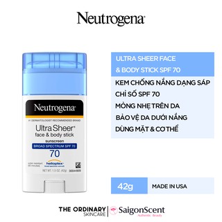 Sáp chống nắng Neutrogena Ultra Sheer Face + Body Stick SPF 70 (42g )