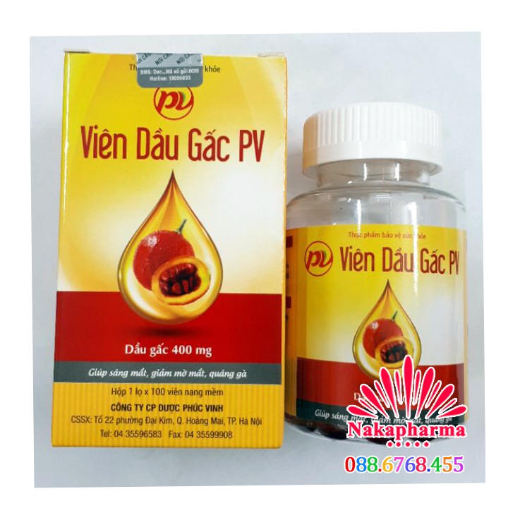 Viên Dầu Gấc PV Phúc Vinh – Giúp sáng mắt, bổ mắt, ngừa giảm thị lực, khô mắt, quáng gà, làm đẹp da sáng da