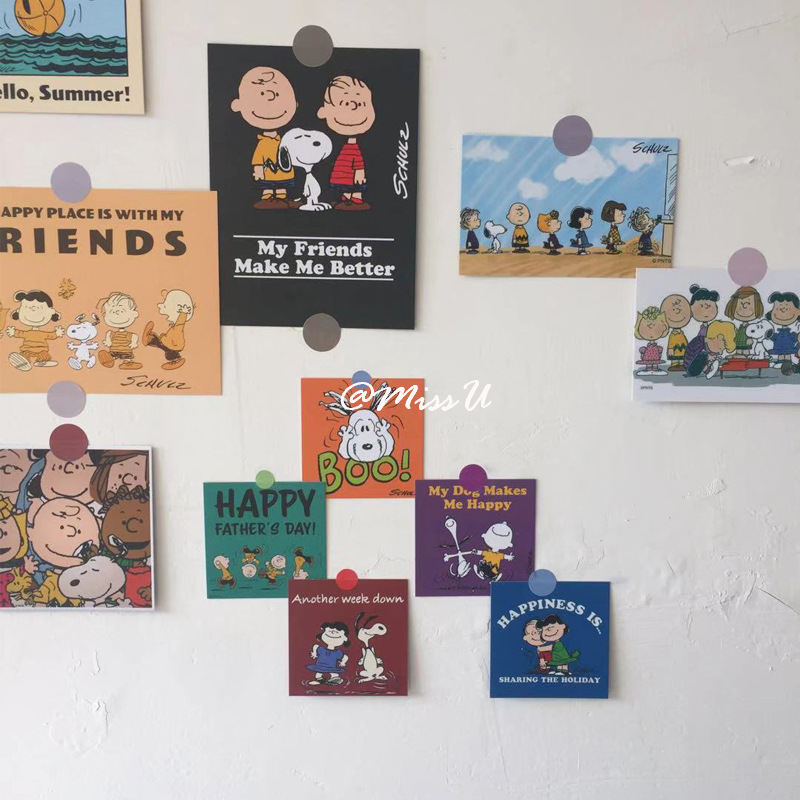 Bộ 12 miếng dán tường trang trí hình chú chó Snoopy đáng yêu