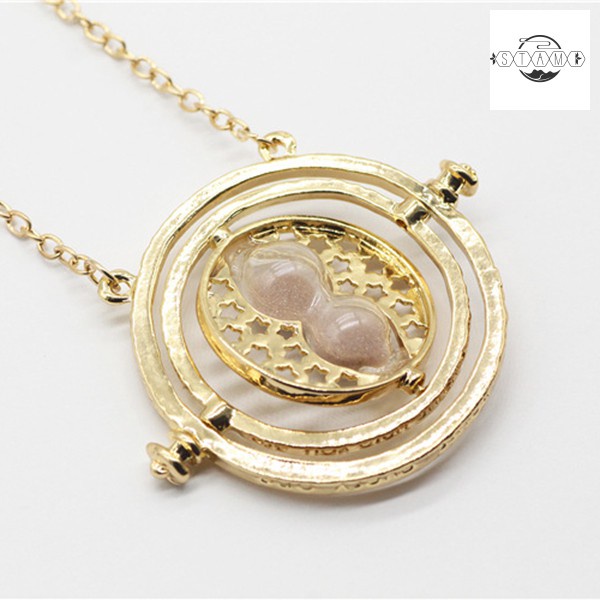 360 Degree Rotatable Necklace Harry Potter Time Converter Hourglass Necklace for Woman Gift