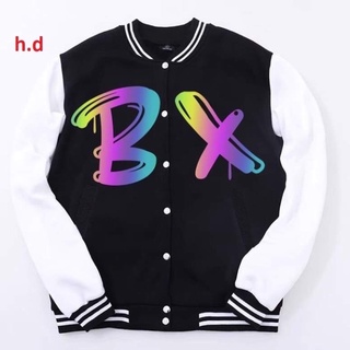 áo khoác bomber gió dù 1 lớp phối tay trắng bóng chày BX