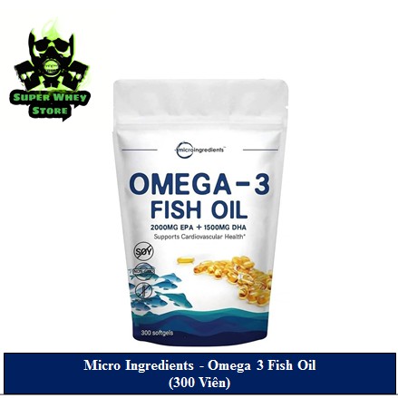 (SUPER WHEY STORE) Viên Uống Dầu Cá Micro Ingredients Omega 3 Fish Oil 300 Viên
