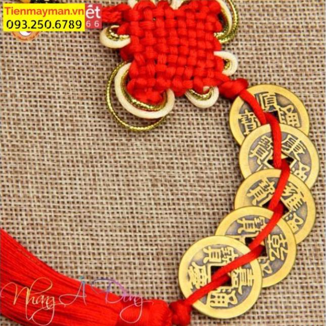 [SIÊU RẺ] Chuỗi đồng tiền xu Ngũ Đế phong thủy chiêu tài rước lộc may mắn (xâu 5 xu)