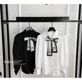 ÁO SƠ MI LỤA DÀI TAY BUỘC NƠ