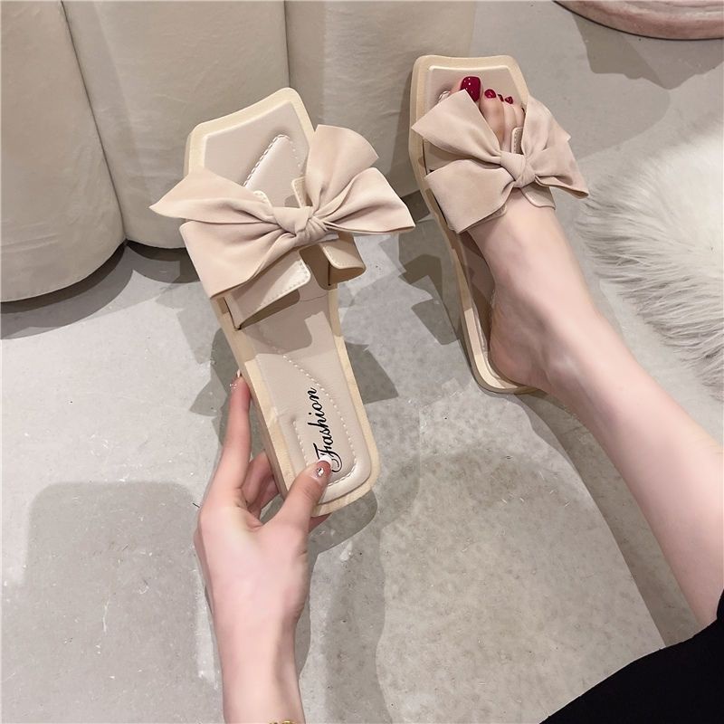Jiashucheng Dép Xỏ Ngón Đế Bằng Thắt Nơ Phong Cách Pháp Thời Trang Mùa Hè 2023 Mới Cho Nữ