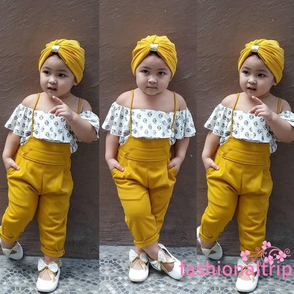 Set Áo Trễ Vai + Quần Legging Dài Thời Trang Mùa Hè Cho Bé Gái