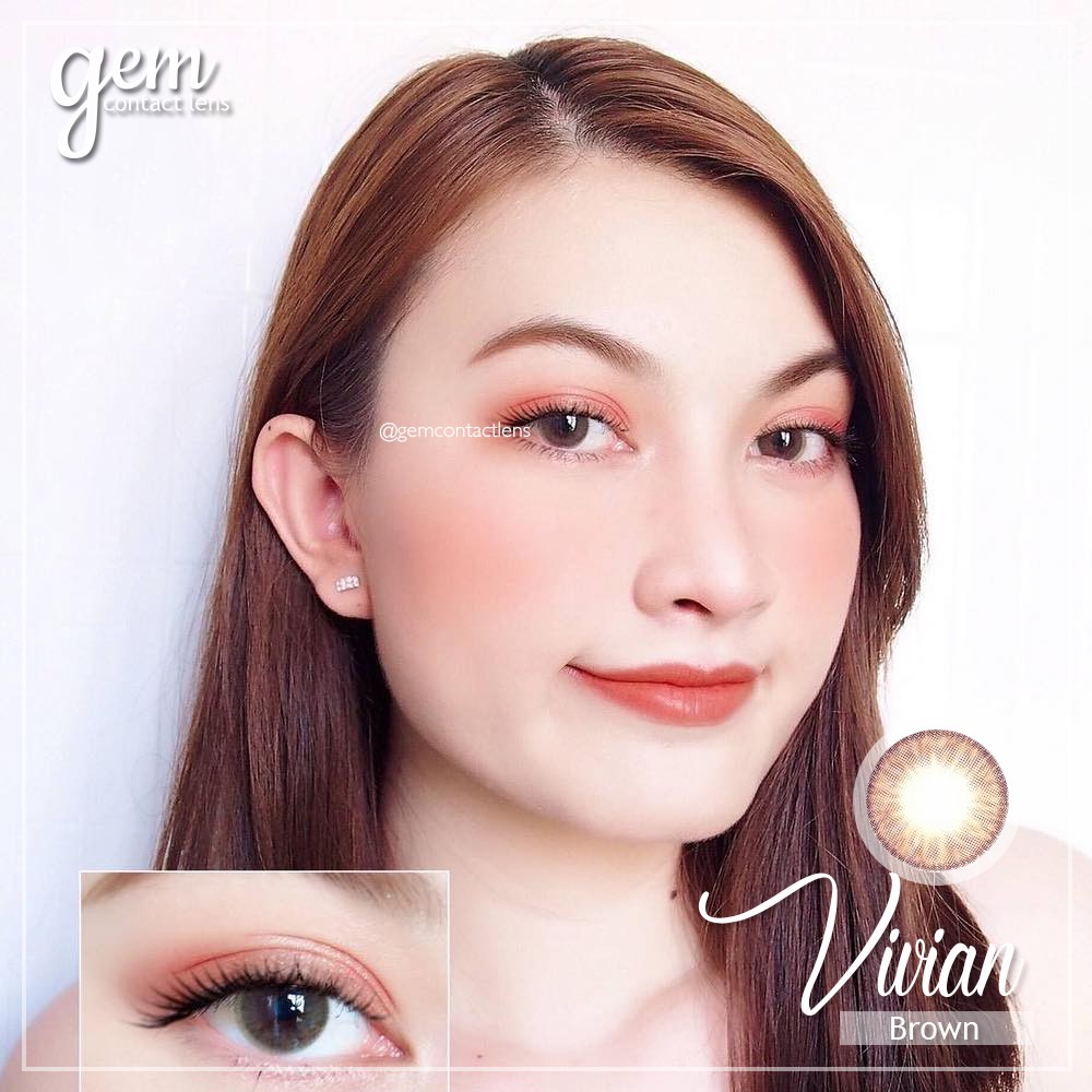 Áp Tròng Giãn Nhẹ VIVIAN BROWN Ẩm Cao 55% HSD 6Tháng Lens Nâu Rêu LạnhTự Nhiên Đi Học Đủ Độ Có Lệch Phù Hợp Mắt Nhạy Cảm