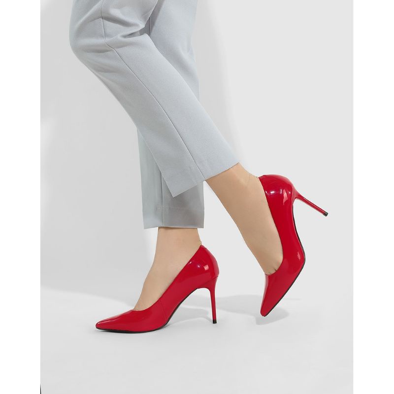 JUNO Giày Chính Hãng - Giày Cao gót Mũi Nhọn Đế Nhọn Da Bóng - Da Lì