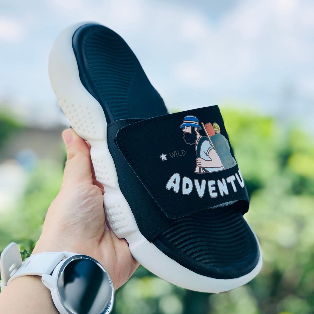 ép 𝐀𝐃𝐕𝐄𝐍𝐓𝐔𝐑𝐄 ❤️FREESHIP + FullBox❤️dép adv quai ngang thể thao nam nữ Balô adventure đế độn cao 4cm Màu đen