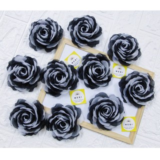 (ẢNH THẬT 100%) Hoa cài áo handmade mẫu hoa hồng mix màu đen trắng siêu sang
