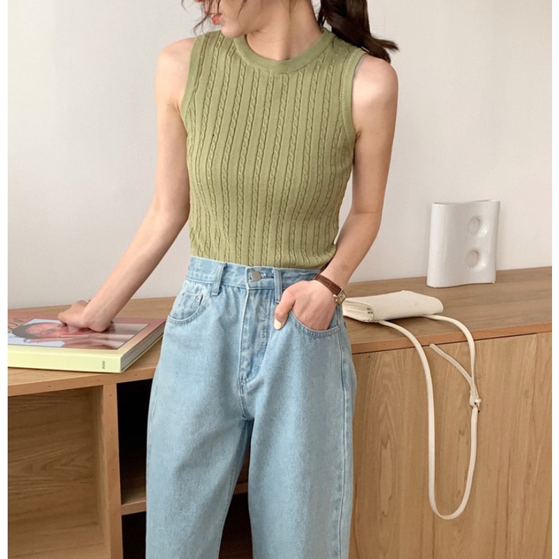 Áo ba lỗ dệt kim XIAOZHAINV gợi cảm thời trang phong cách Hàn Quốc cho nữ