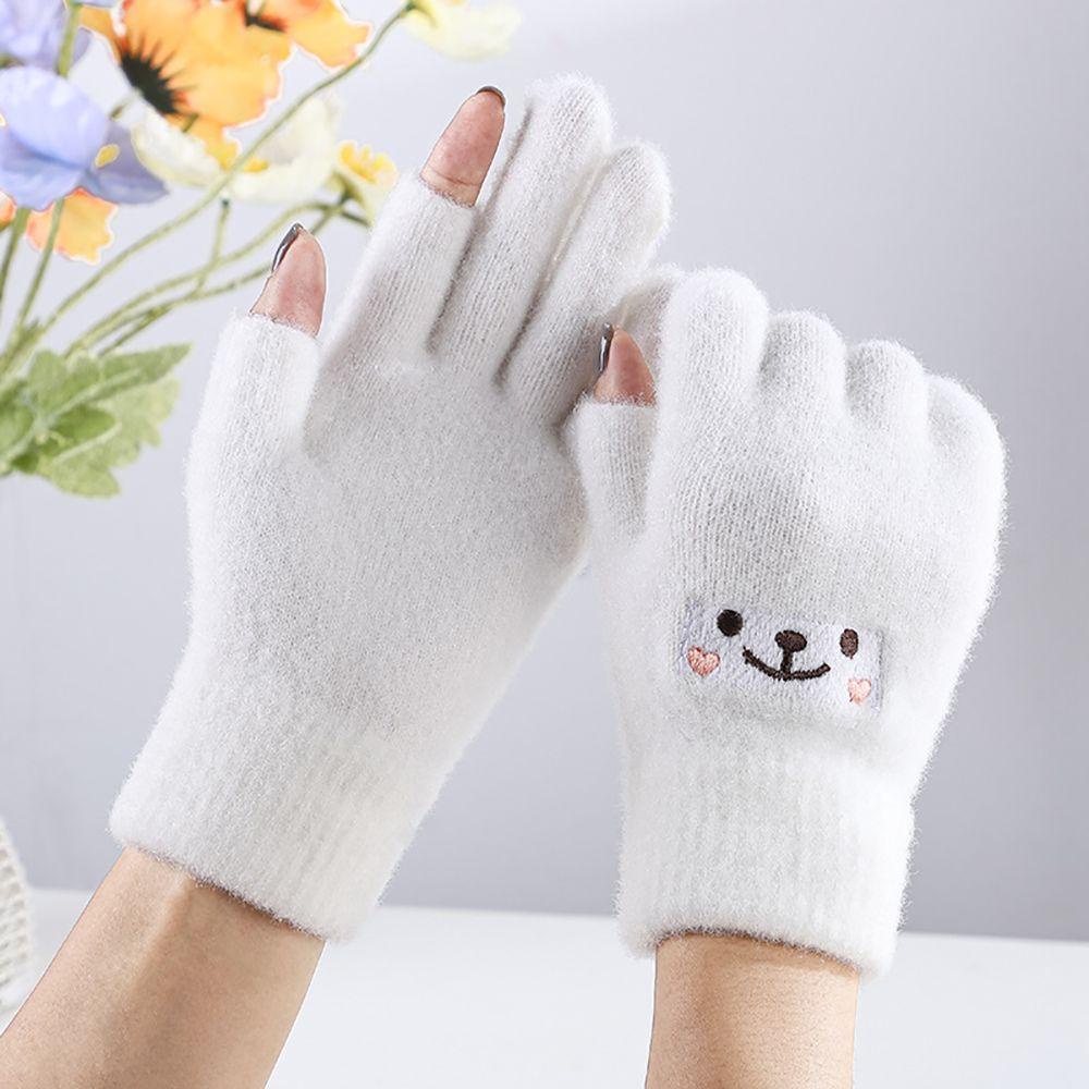 Găng Tay Len Hở Ngón Hình Mặt Cười Dễ Thương