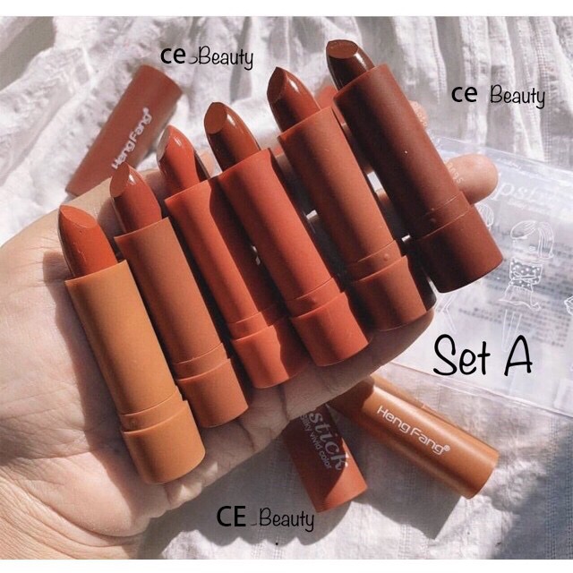 Set 6 Son Thỏi HengFang Lipstick Siiky Vivid Color Chính Hãng HengFang nội địa Trung