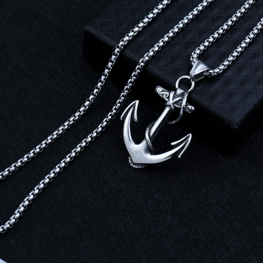 Vòng cổ hình mỏ neo bằng thép không gỉ phong cách retro thời trang cho nam