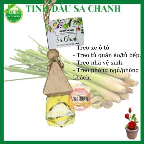 [FREE SHIP] Tinh Dầu Sả Chanh Nguyên Chất Xứ Nghệ Xông Phòng, Xông Mặt, Treo Xe, Đuổi Muỗi, Khử Mùi Dạng treo 10ml