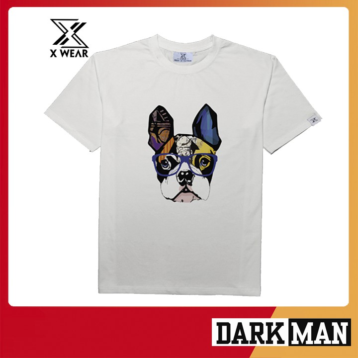 Áo thun nam cổ tròn màu trắng full cotton tay lỡ dán rộng TBSA07