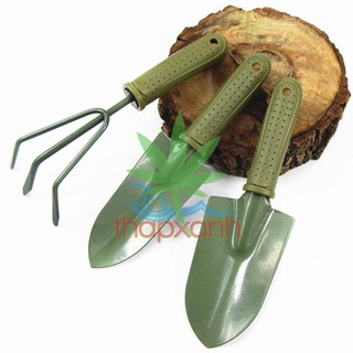 Bộ dụng cụ làm vườn 3 món (thép xanh)