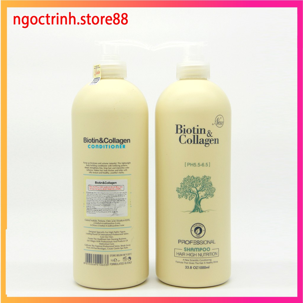 Dầu Gội Biotin Collagen Trắng | Giảm Rụng Tóc,Phục Hồi Tóc Khô Xơ, Hư Tổn  Cặp 500ml-1000ml ⚜️Hàng Chính Hãng⚜️ | BigBuy360 - bigbuy360.vn
