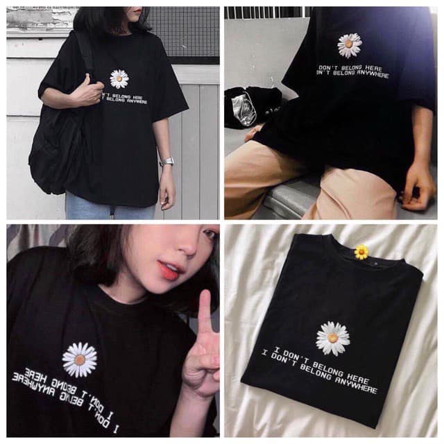 Áo Thun Tay Lỡ Unisex Hoạ tiết Hoa cúc Cực chất